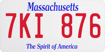 MA license plate 7KI876