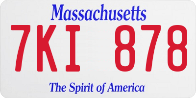 MA license plate 7KI878