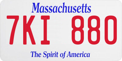 MA license plate 7KI880