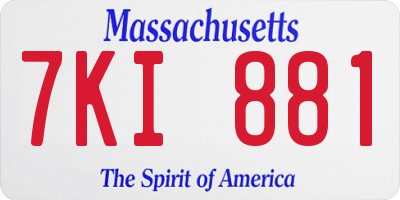 MA license plate 7KI881