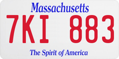 MA license plate 7KI883