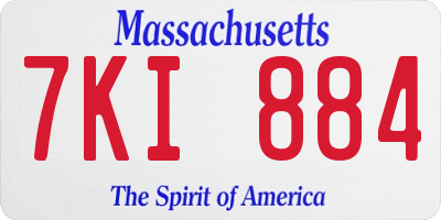 MA license plate 7KI884