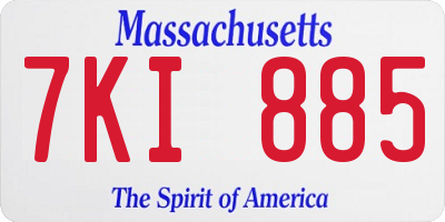 MA license plate 7KI885