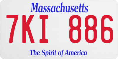 MA license plate 7KI886