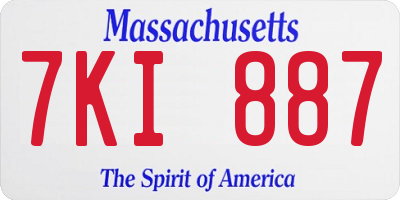 MA license plate 7KI887