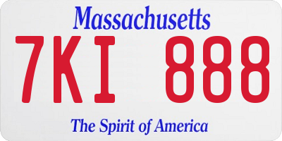 MA license plate 7KI888