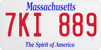 MA license plate 7KI889
