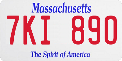 MA license plate 7KI890