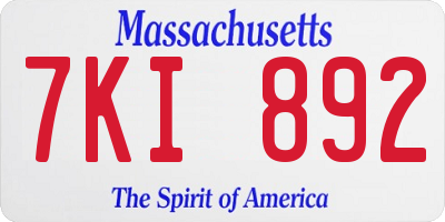 MA license plate 7KI892