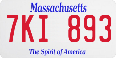 MA license plate 7KI893