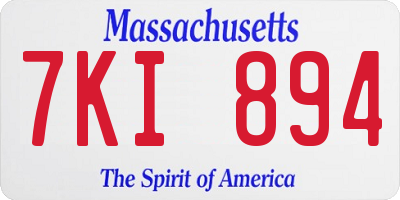 MA license plate 7KI894