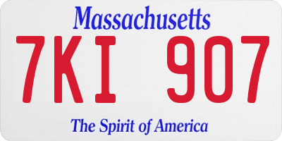 MA license plate 7KI907