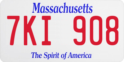 MA license plate 7KI908