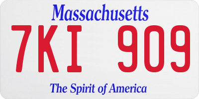 MA license plate 7KI909
