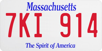 MA license plate 7KI914