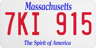 MA license plate 7KI915