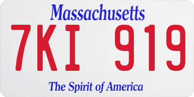 MA license plate 7KI919