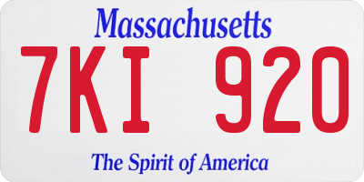 MA license plate 7KI920