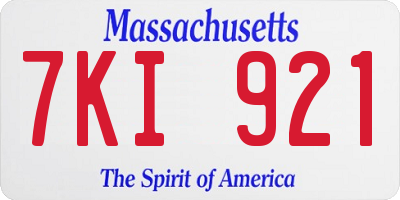 MA license plate 7KI921