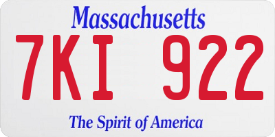 MA license plate 7KI922