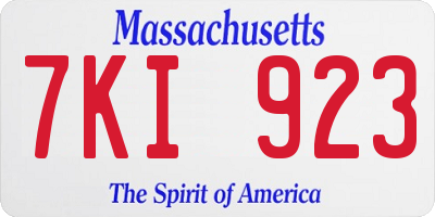MA license plate 7KI923
