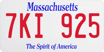 MA license plate 7KI925