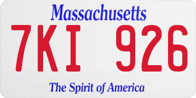 MA license plate 7KI926