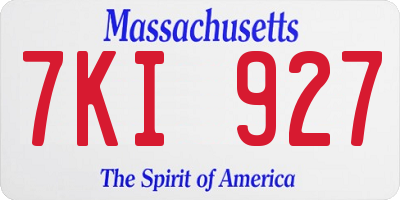 MA license plate 7KI927
