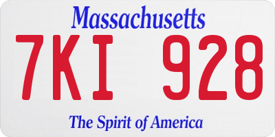 MA license plate 7KI928