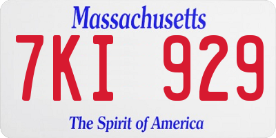 MA license plate 7KI929