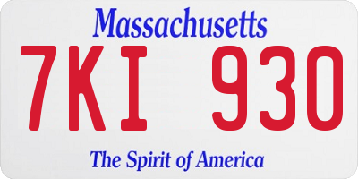 MA license plate 7KI930
