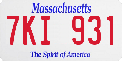 MA license plate 7KI931