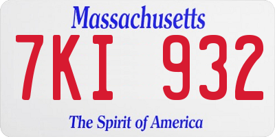 MA license plate 7KI932