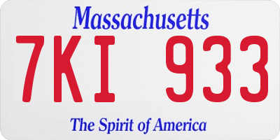 MA license plate 7KI933