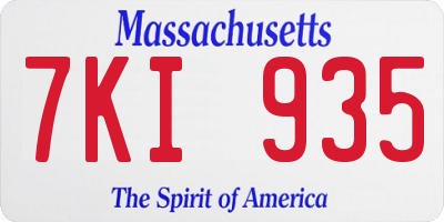 MA license plate 7KI935