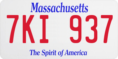 MA license plate 7KI937