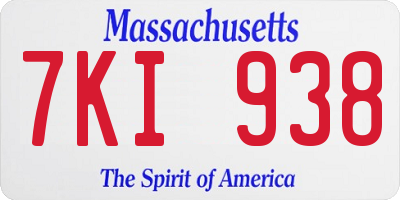 MA license plate 7KI938