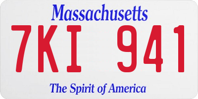 MA license plate 7KI941