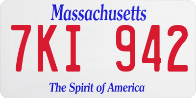 MA license plate 7KI942