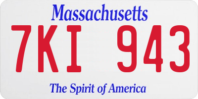 MA license plate 7KI943