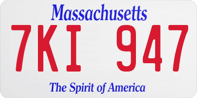 MA license plate 7KI947