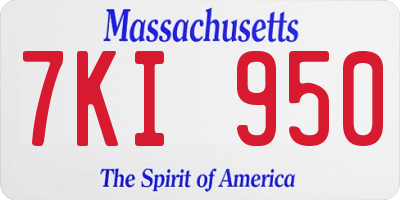 MA license plate 7KI950