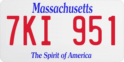 MA license plate 7KI951