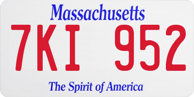 MA license plate 7KI952