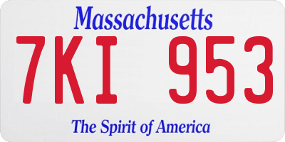 MA license plate 7KI953