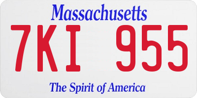 MA license plate 7KI955