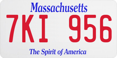 MA license plate 7KI956