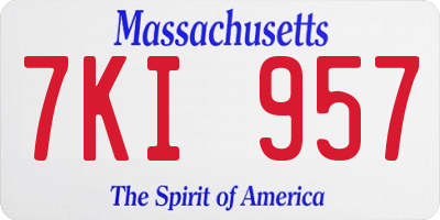 MA license plate 7KI957