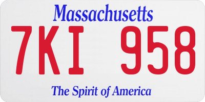 MA license plate 7KI958