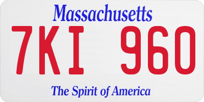 MA license plate 7KI960